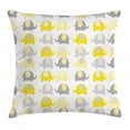 thumbnail image 1 of Nursery Throw Pillow Cushion Cover, Yellow and Grey Elephant Cartoon Animals with Different Patterns Fauna, Decorative Square Accent Pillow Case, 26" X 26", Yellow Grey, by Ambesonne, 1 of 1