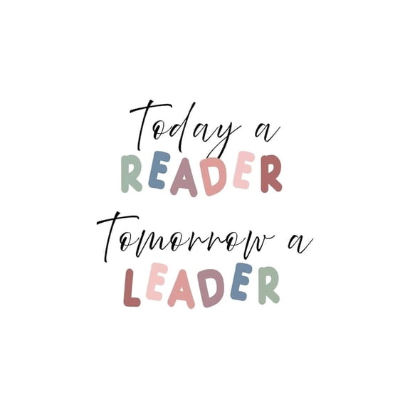 Nursery Today A Reader Tomorrow A Leader Canvas Poster Painting Kids Room Wall Art, Educational Reading Print Picture Artwork Framed Ready to Hang for School Classroom Playroom Wall Decor