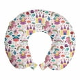 thumbnail image 1 of Nursery Travel Pillow Neck Rest, Colorful Illustration with Fairy Characters Unicorn Chateau on Plain Background, Memory Foam Traveling Accessory Airplane and Car, 12", Multicolor, by Ambesonne, 1 of 2