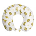 thumbnail image 1 of Nursery Travel Pillow Neck Rest, Repetitive Pattern of Little Ducklings Walking Jumping and Sleeping Art, Memory Foam Traveling Accessory Airplane and Car, 12", White and Mustard, by Ambesonne, 1 of 2