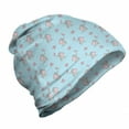 thumbnail image 1 of Nursery Unisex Beanie, Elephants and Butterflies, Hiking Outdoors, Pale Blue Pearl Pale Pink, by Ambesonne, 1 of 1
