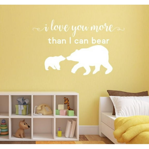 Nursery Wall Decals I Love You More Than I Can Bear Baby Decor Stickers 33x20-Inch White