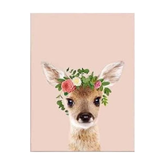 Nursery Wall Decor Cute Deer Canvas Prints Art Baby Animal Pictures Animal Portrait Painting 12 x 16 in.