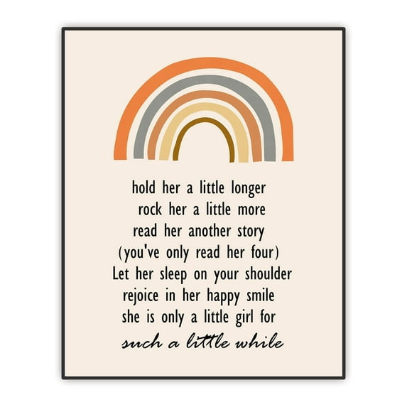 Nursery Wall Decor, Hold Her A Little Longer, Baby Shower Gift, Baby Girl Room Wall Art, Rainbow Boho Decor, Unframed Print 8"x10"