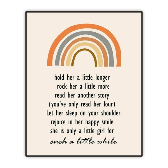 Nursery Wall Decor, Hold Her A Little Longer, Baby Shower Gift, Baby Girl Room Wall Art, Rainbow Boho Decor, Unframed Print 8"x10"