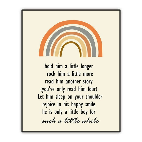 Nursery Wall Decor - Hold Him A Little Longer - Baby Boy Room Wall Art - Rainbow Boho Decor - Baby Shower Gift - Unframed Print 8"x10"