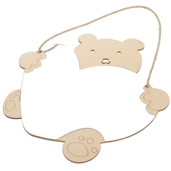 HEMOTON Light Brown Wood Carving Vanity Mirror for Decor with Durable Material and Chic Design 1 Piece