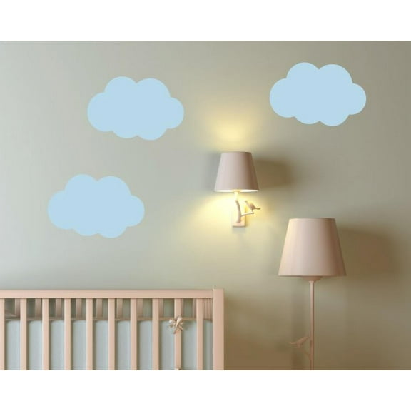 Nursery Wall Stickers Clouds Vinyl Wall Art for Kids Room Decor, 3pc, 17-Inch, Lt Gray