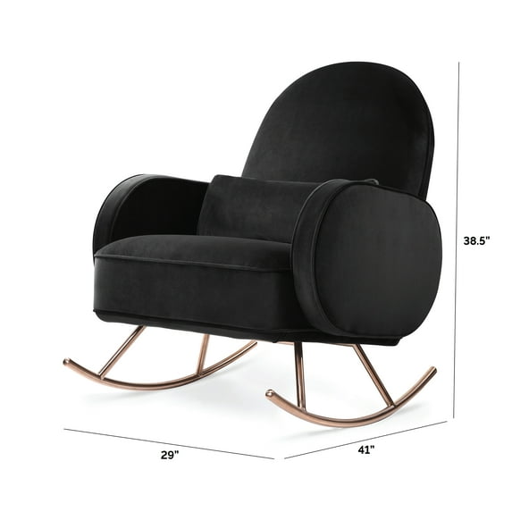 Nursery Works Compass Rocker in Black Velvet with Rose Gold Legs