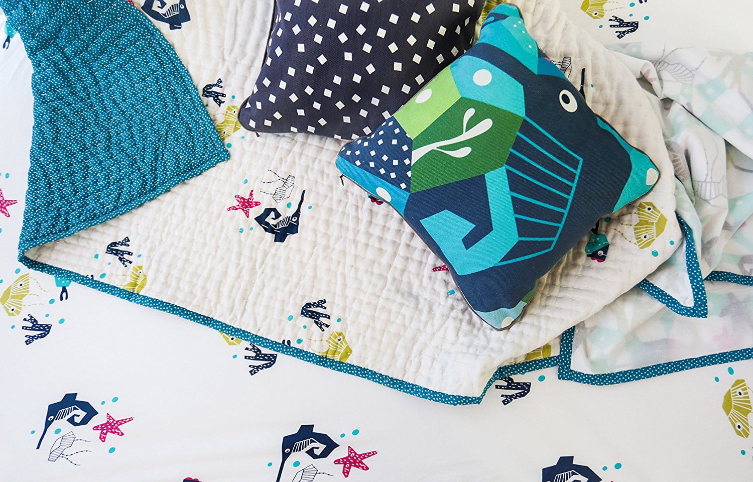 Nursery Works Organic Cotton Percale Sheet, Sea Animals, Oceanography