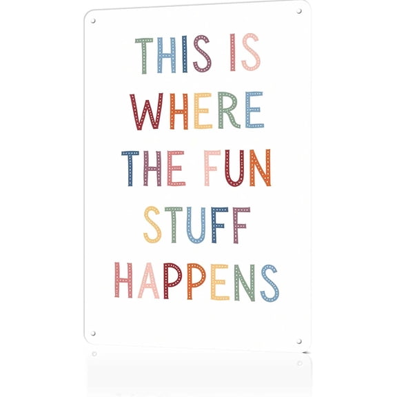 Nursery and Playroom Metal Wall Sign, Gender Neutral Classroom Decor Tin Sign, 8 x 12 Inch