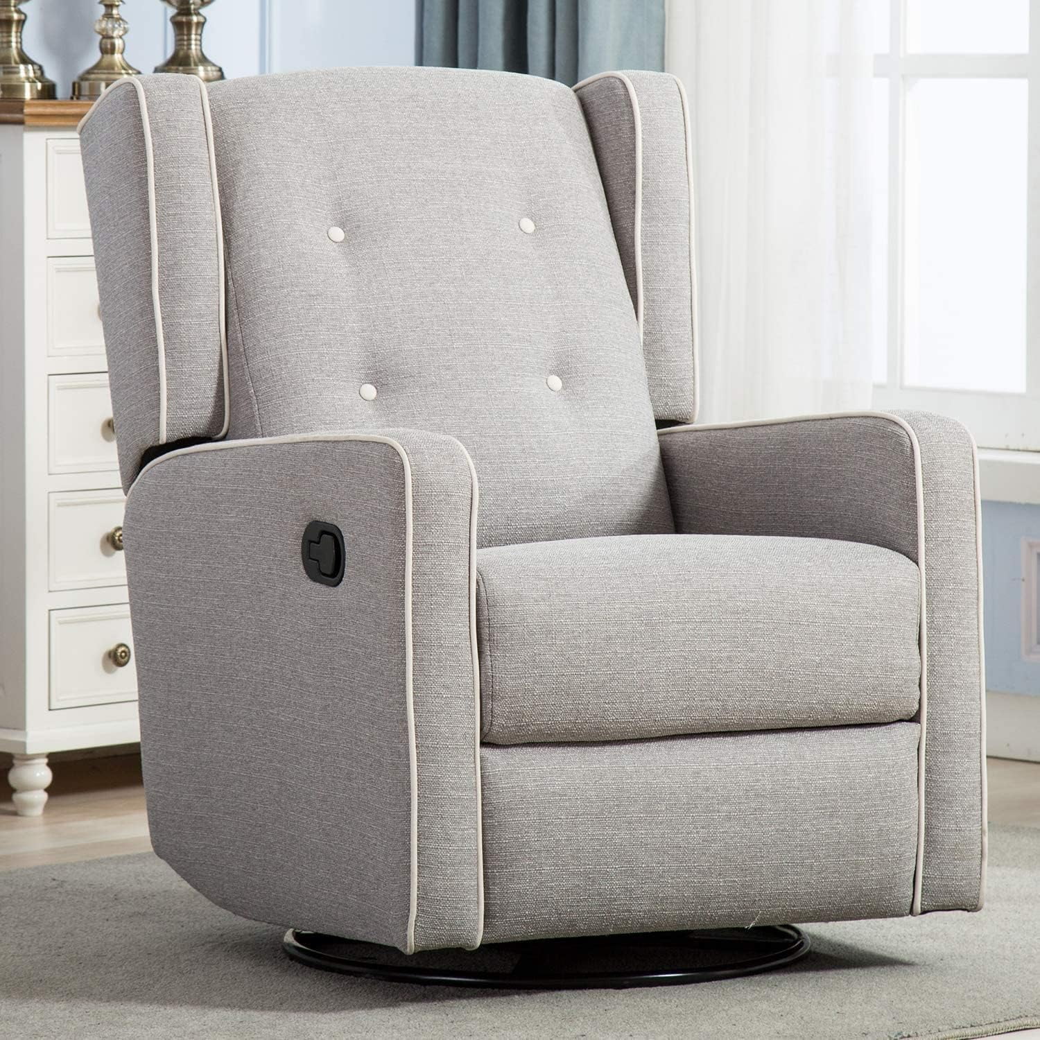 Nursery glider chair, swivel baby bouncer for nursery Living room Gray