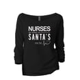 thumbnail image 1 of Nurses Are Always On Santa's Nice List Women's Fashion Slouchy 3/4 Sleeves Raglan Lightweight Sweatshirt Black Medium, 1 of 3