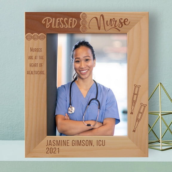 Nurses Are At The Heart Of Healthcare Personalized Wooden Frame 8" x 10" Brown (Vertical)
