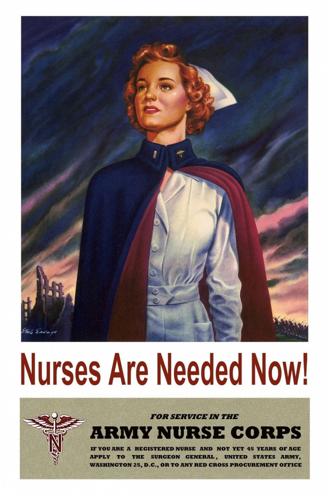 Nurses Are Needed Now For Service In The Army Nurse Corps   Stu L Savage Canvas Art -  (36 x 54)