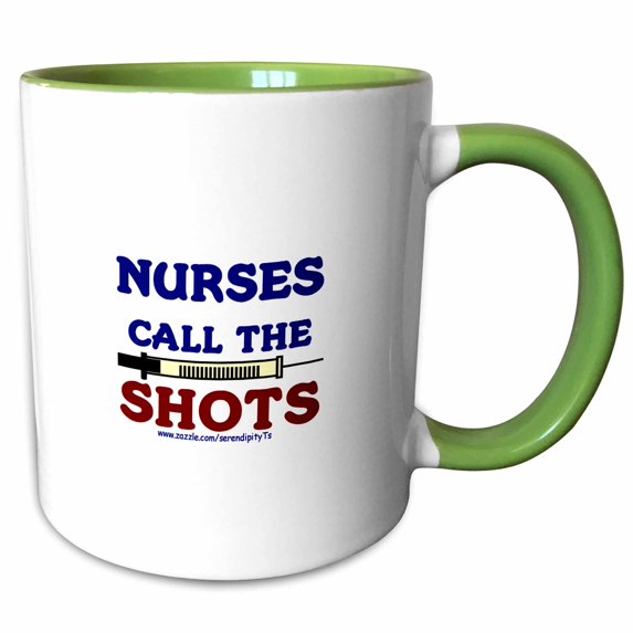 3drose, Nurses Call the Shots, 11oz Two-tone Green Mug