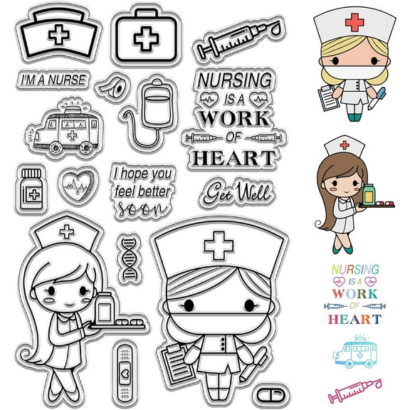 Nurses Clear Stamps Word Reusable Background Postmark Transparent Silicone Stamp Seals for DIY Making