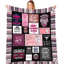 Nurses Day Gifts Super Soft Nurse Theme Blanket Nurse Appreciation Gifts Presents for Women Female Girl Comfortable Throw Blanket for Bed and Sofa Size 51*60