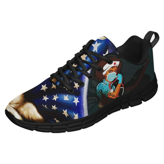 Nurses Day Shoes for Men Women Running Shoes Lightweight Walking Sneakers Mesh Athletic Sport Shoes Black Size 3.5