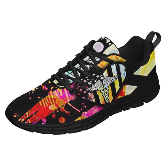 Nurses Day Shoes for Men Women Running Shoes Lightweight Walking Sneakers Mesh Athletic Sport Shoes Black Size 7.5
