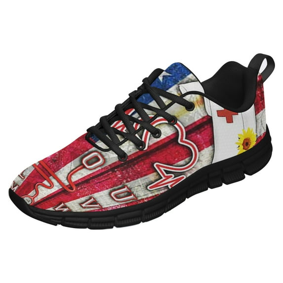 Nurses Day Shoes for Men Women Running Shoes Lightweight Walking Sneakers Mesh Athletic Sport Shoes Black Size 7