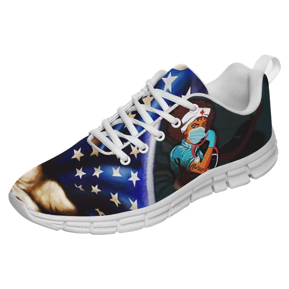 Nurses Day Shoes for Men Women Running Shoes Lightweight Walking Sneakers Mesh Athletic Sport Shoes White Size 3.5