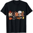 thumbnail image 1 of Nurses Fall Autumn Halloween Funny Women Thanksgiving Nurse T-Shirt, 1 of 3