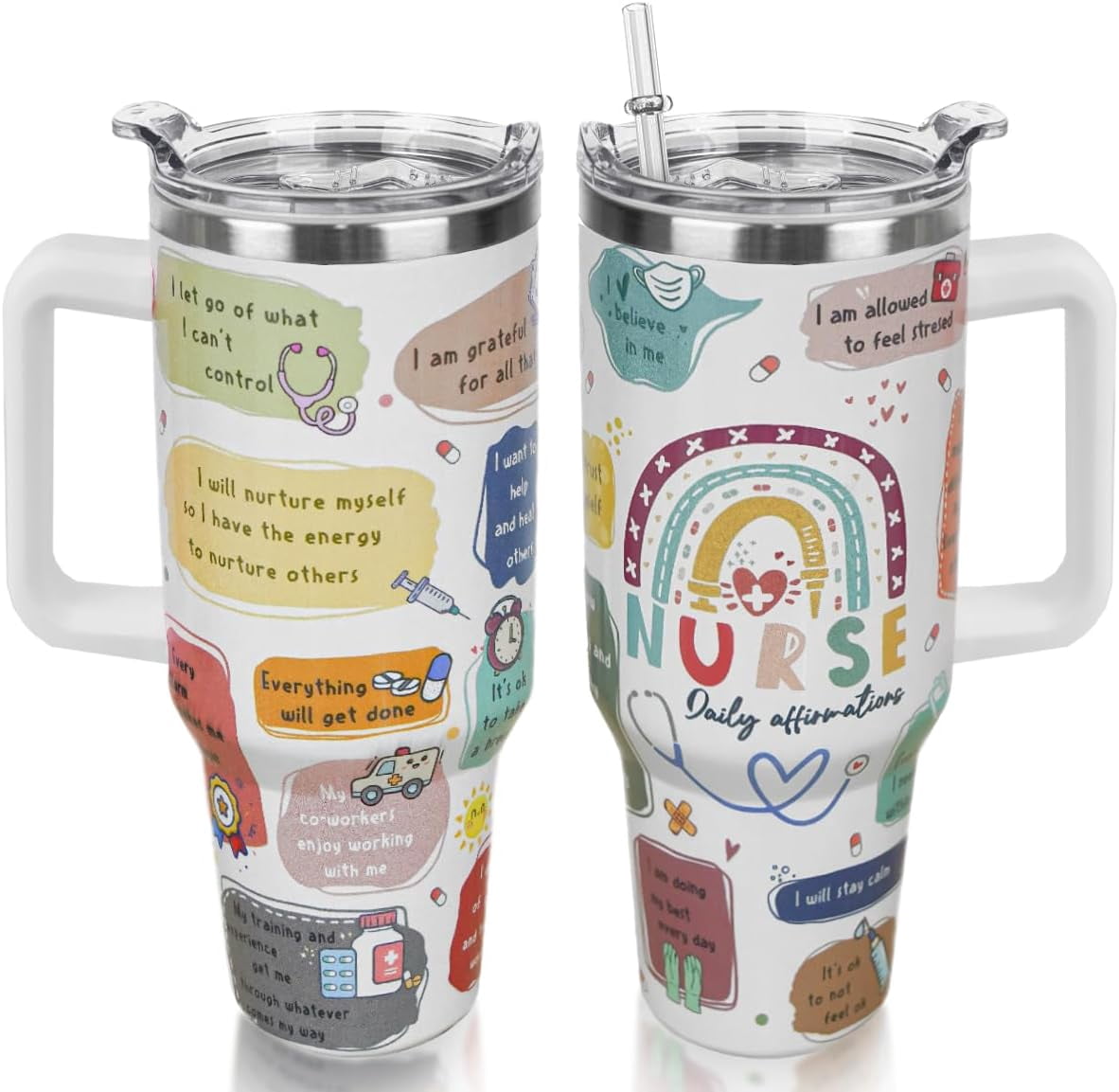 Teacher Appreciation Tumbler 40oz - 'It Takes A Big Heart' Insulated Stainless Steel Cup With Straw - View #9