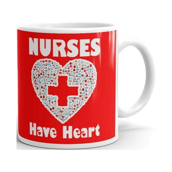 Nurses Have Heart Graduation Coffee Tea Ceramic Mug Office Work Cup Gift