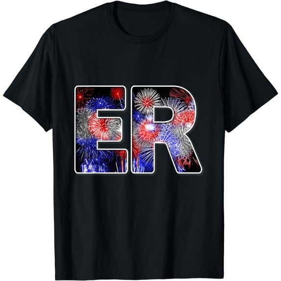 Nurses July 4th Fireworks Patriotic ER T-Shirt