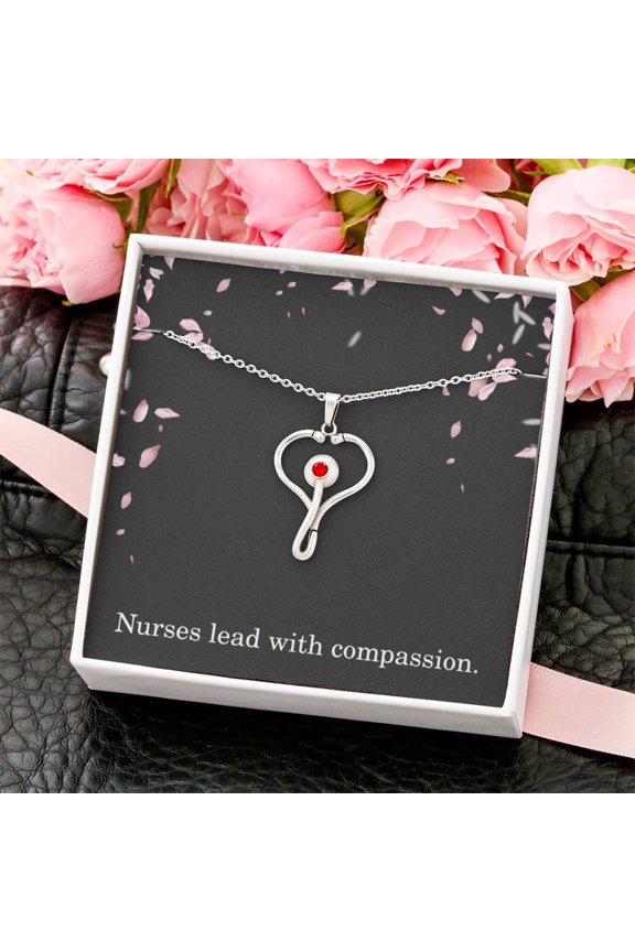 Nurses Lead With Compassion Nurse Necklace Nurse Christmas Gift Nurse Appreciation Gift Nursing Gift