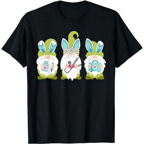 Nurses Love Happy Easter Nurse Life Funny Gnomes Stethoscope T-Shirt