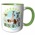thumbnail image 1 of 3drose, Nurses Rock Pack of Dogs in Trendy Blue and Green Hues, 11oz Two-tone Green Mug, 1 of 6