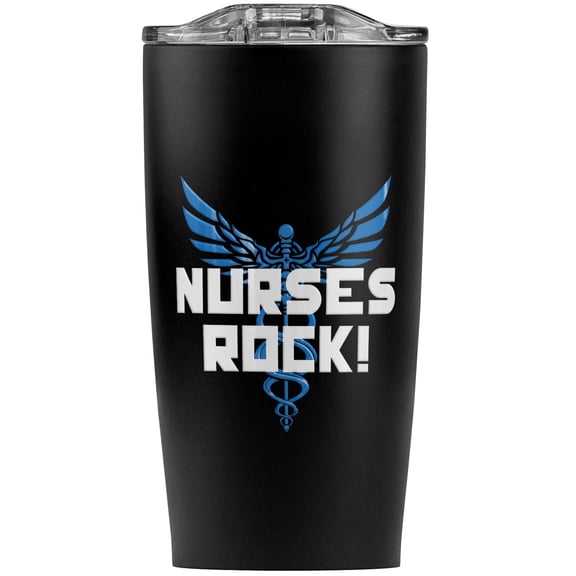Nurses Rock Rn Caduceus Staff Of Hermes Stainless Steel 20 oz Travel Tumbler, Vacuum Insulated & Double Wall with Leakproof Sliding Lid | Great for Coffee/Hot Drinks and Cold Beverages