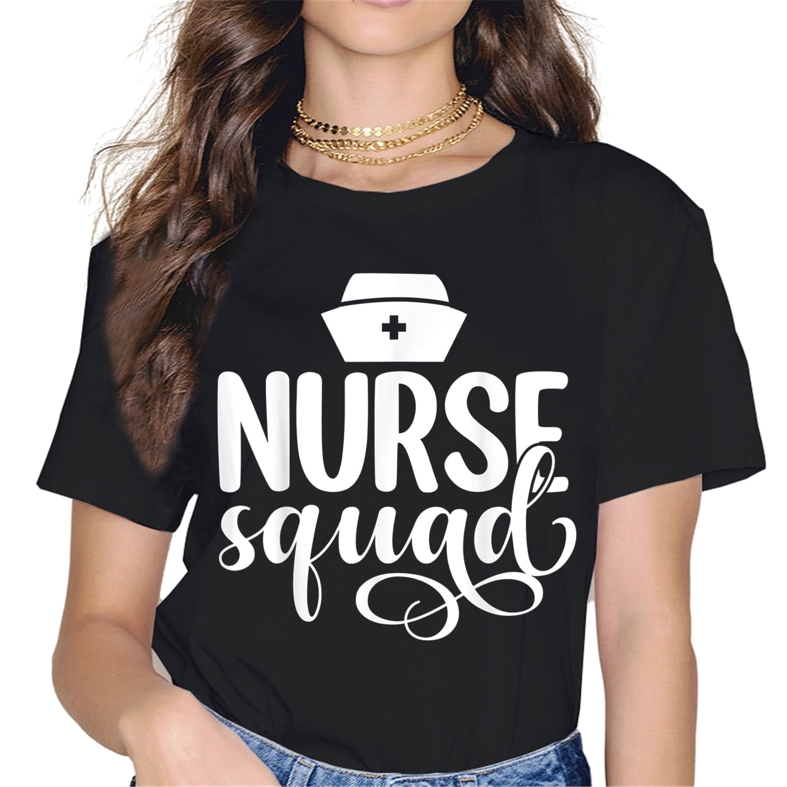 Nurses Squad Black T Shirt For Women Girl - Walmart.com
