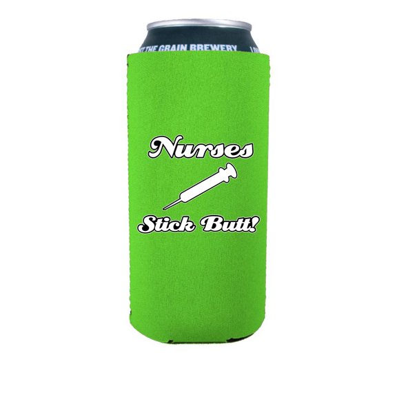 Nurses Stick Butt 16 oz. Can Coolie (Bright Green)