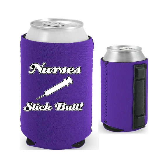 Nurses Stick Butt Magnetic Can Coolie (Purple)