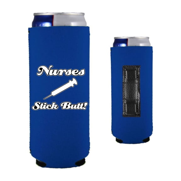 Nurses Stick Butt Magnetic Slim Can Coolie (Royal)