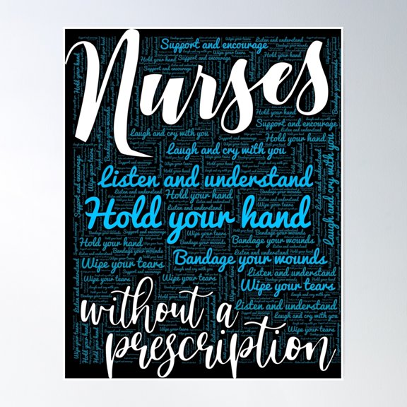 Nurses Typographic Word Art Design Poster Wall Art, Modern Wall Decor, 8x12 UNFRAMED