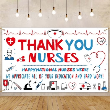 Nurse Appreciation Week Decorations - Glitter Thank You Banner For Nurse Party & Graduation Events