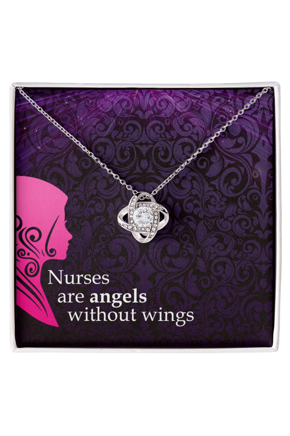 Nurses are Angels Healthcare Medical Worker Nurse Appreciation Infinity Knot Necklace Message Card