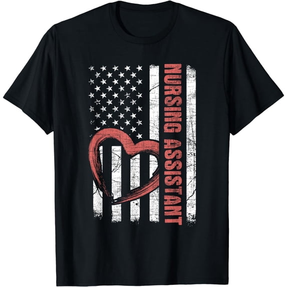 Nursing Assistant - CNA USA Flag Health Worker Nurse Aide T-Shirt