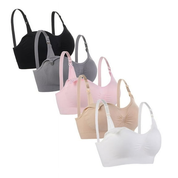 Nursing Bra 5pack Wireless Deep Maternity Nursing Bra Bralette Sleeping Breastfeeding with Extra Extenders
