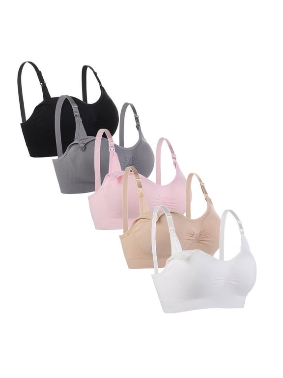 Nursing Bra 5pack Wireless Deep Maternity Nursing Bra Bralette Sleeping Breastfeeding with Extra Extenders