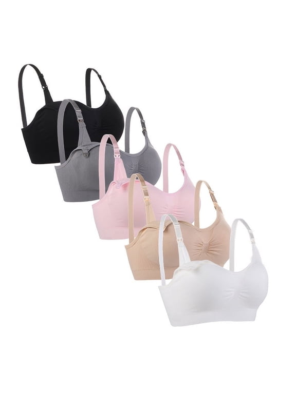 Nursing Bra 5pack Wireless Deep Maternity Nursing Bra Bralette Sleeping Breastfeeding with Extra Extenders