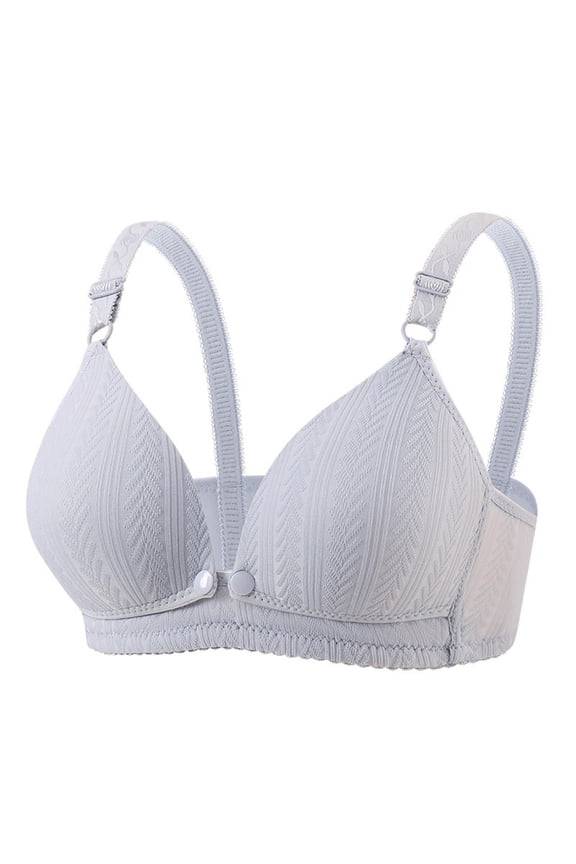 Nursing Bra for Women Cozy Lightly Lined Bralette Open Closure Bra with Adjustable Strap Gray 42