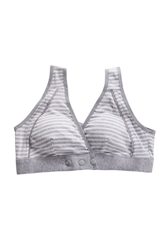 Nursing Bralette Women's Bra Wireless Maternity Seamless Front Buckle Breastfeeding Bra with Pads(Dark Gray,XL)