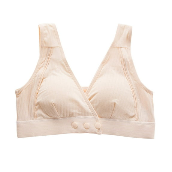 Nursing Bras 36ddd Women's Bra Wireless Maternity Seamless Front Buckle Breastfeeding Bra with Pads(Beige,XL)