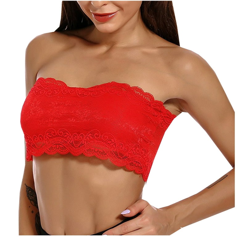 Nursing Bras Bra Women's Lace Beauty Back Tube Top Wrap Chest Sexy  Bottoming Vest Hollow Bra Bra and Panty Sets for Women Underwear for Women  Red,S