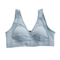 thumbnail image 1 of Nursing Bras Cotton Women's Bra Wireless Maternity Seamless Front Buckle Breastfeeding Bra with Pads(Blue,L), 1 of 3